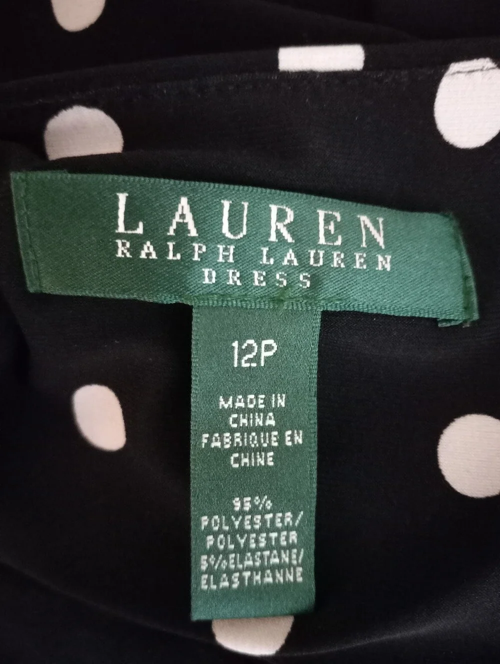 Ralph Lauren Black and White Polka Dot V-Neck Sheath Dress Size 12P